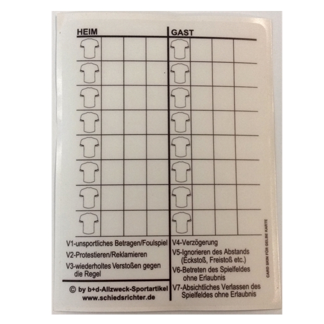 Fólia na žltú rozhodcovskú kartu b+d